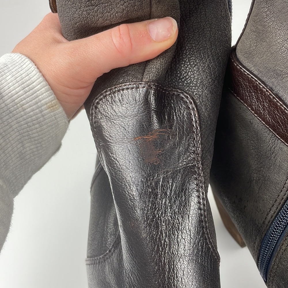 Naya | 3.5” heel Lightning Blue Grey Leather Bootie Edgy Punk Goth Romantic 10.5 - Picture 4 of 14